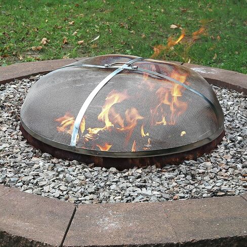 Sunnydaze Rust-Resistant Stainless Steel Fire Pit Spark Screen Cover - 24-Inch Diameter in Kuwait