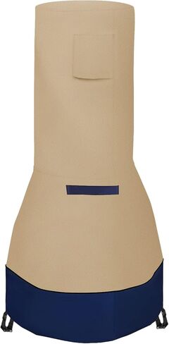 DUSTYPROTE Chiminea Cover，Weather-Proof Chiminea Fire Pit Cover，Fire Pit Heater Cover Waterproof，Clay Chiminea Cover Large Size, Khaki Patchwork Dark Blue, Cover Only in Saudi Arabia