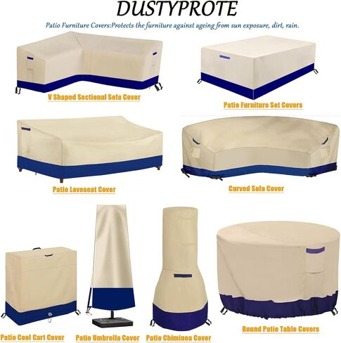 DUSTYPROTE Chiminea Cover，Weather-Proof Chiminea Fire Pit Cover，Fire Pit Heater Cover Waterproof，Clay Chiminea Cover Large Size, Khaki Patchwork Dark Blue, Cover Only in Saudi Arabia