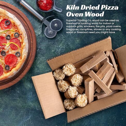Superior Trading Co. Oak Mini Fire Stick w/Fire Starter Pods for BBQ Grill, Pizza Oven, Wood Stove — USDA Certified Kiln Dried Wood 6" Pieces in Carton Box, BBQ Accessories, 10 Lbs in Kuwait