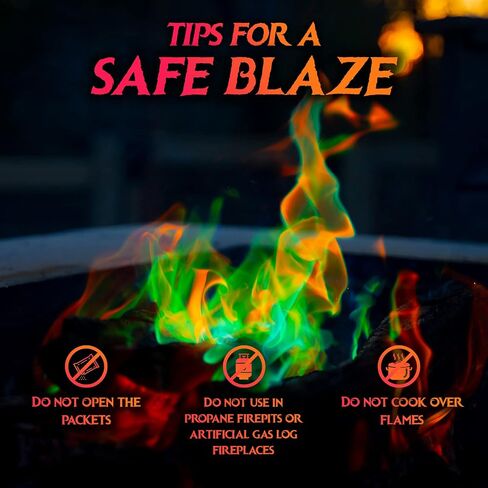 Pack of 25 Fire Changing Color Packets for Campfires, Fire Pits, and Outdoor Wood Fireplaces, Longer Lasting Burn Time, Safe and Non-Toxic in Saudi Arabia