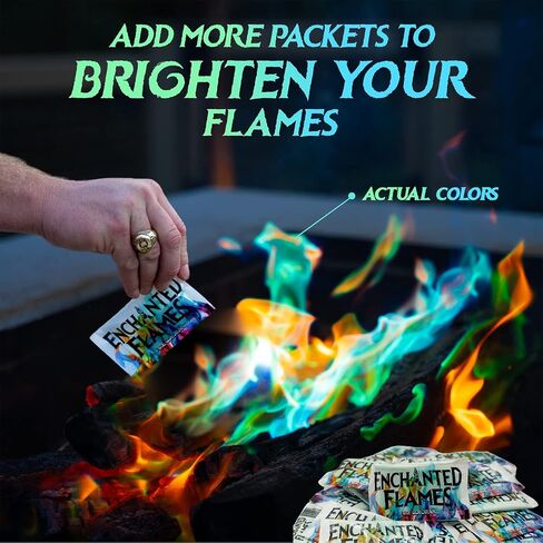 Pack of 25 Fire Changing Color Packets for Campfires, Fire Pits, and Outdoor Wood Fireplaces, Longer Lasting Burn Time, Safe and Non-Toxic in Saudi Arabia