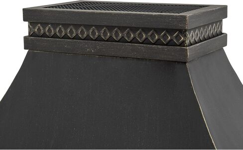Sunjoy Outdoor Fireplace, Heirloom Patio Wood Burning Steel Fireplace with Chimney, Spark Screen, Fire Poker, and Removable Grate, Black in Kuwait