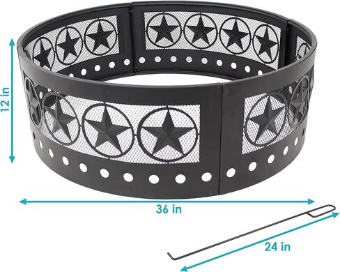 Sunnydaze Four Star Fire Pit - Large Round 36 Inch Campfire Ring - Heavy-Duty 0.91mm Thick Steel Construction - Outdoor Wood Burning Firepit - for Camping or Backyard in Saudi Arabia