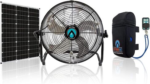 EXTREMEMIST 14" Misting Fan – 3 Mister Nozzles, 20W Solar Panel | Detachable Pump with 16ft. Misting Line | Perfect for Outdoors, Camping, Tailgating in Saudi Arabia