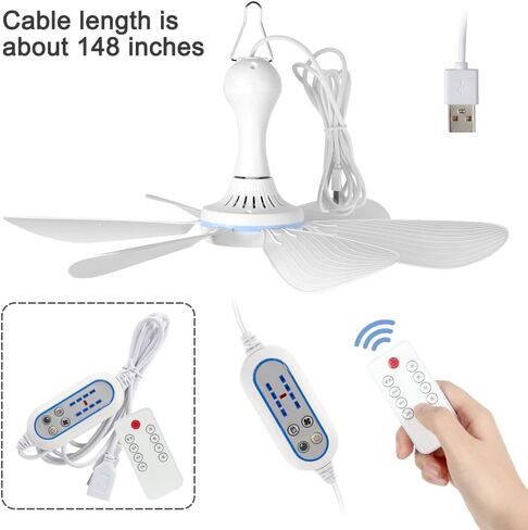 USB Mini Small Ceiling Fan quiet Camping Optional RV Fans Emergency Portable Outdoor Hanging Gazebo Canopy Dorm Fans Silent For Grow Tent,Hiking,Outages Battery operated,Power Bank powered in Saudi Arabia