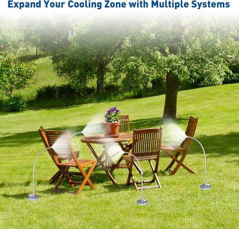 نظام تبريد رذاذ قائم للفناء الخارجي، رذاذ محمول مع خط رذاذ بطول 32.8 قدم (10 أمتار) و3+2 فوهات نحاسية للتبريد في الهواء الطلق، رذاذ قائم لسقاية الحديقة وتبريد الحيوانات الأليفة والدجاج in Kuwait