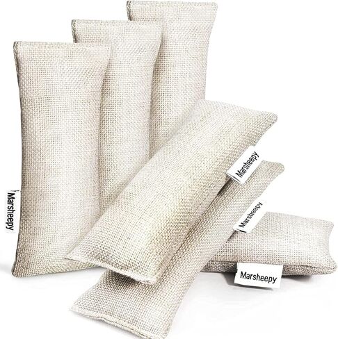 عبوة من 6 أكياس من فحم الخيزران الطبيعي من مارشيبي، مزيل للروائح الكريهة للأحذية ومزيل للروائح الكريهة، مزيل لرائحة الأحذية الطبيعية بنسبة 100%، مزيل لرائحة الأحذية (60 جم ​​× 6 عبوات) in Kuwait