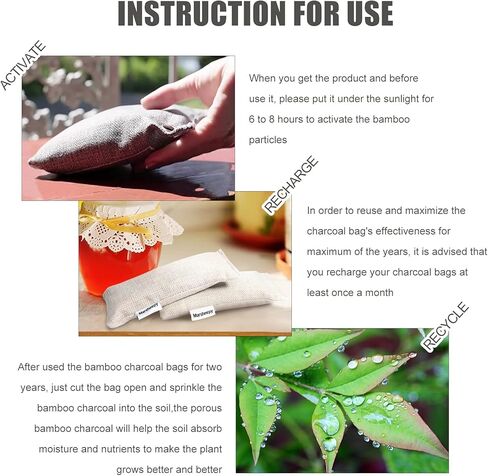 عبوة من 6 أكياس من فحم الخيزران الطبيعي من مارشيبي، مزيل للروائح الكريهة للأحذية ومزيل للروائح الكريهة، مزيل لرائحة الأحذية الطبيعية بنسبة 100%، مزيل لرائحة الأحذية (60 جم ​​× 6 عبوات) in Kuwait