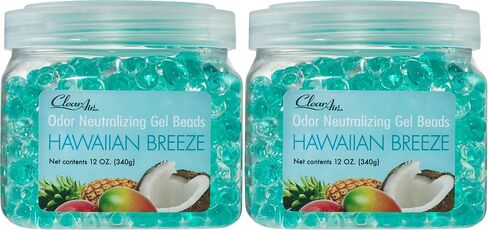 Clear Air Odor Eliminator Gel Beads - 12 oz, Pack of 2 - Air Freshener Made with Essential Oils - Eliminates Odors in Bathrooms, Cars, Boats, RVs & Pet Areas - Apple Cinnamon Scent in Kuwait