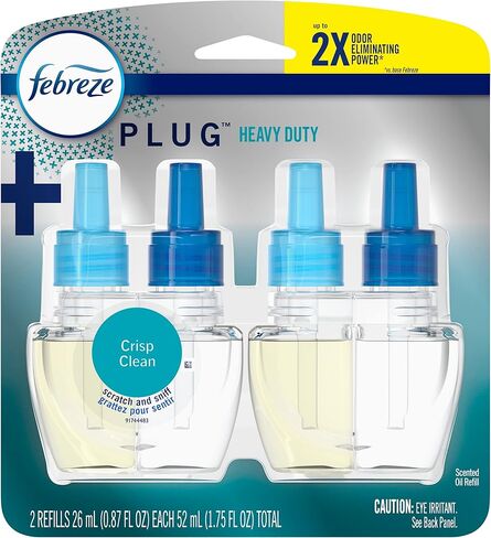 Febreze Plug in Air Fresheners, Heavy Duty Crisp Clean, Odor Fighter for Strong Odors, Scented Oil Refill (2 Count) in Saudi Arabia