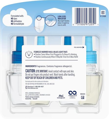 Febreze Plug in Air Fresheners, Heavy Duty Crisp Clean, Odor Fighter for Strong Odors, Scented Oil Refill (2 Count) in Saudi Arabia