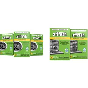 Affresh Garbage Disposal Cleaner, Removes Odor-Causing Residues, 3 Tablets & Dishwasher Cleaner, Helps Remove Limescale and Odor-Causing Residue, 12 Tablets (2 Pack)