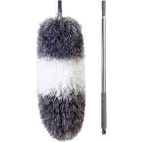 BOOMJOY Microfiber Duster with 100 Inches Extendable Pole, Feather Dusters for Cleaning, 2 Pack Dusters for Cleaning, Washable Duster for Ceiling, Fan, Furniture