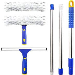 ITTAHO Window Washing Kit with Extension Pole,10" Squeegee & 11" Microfiber Scrubber Combi with Stainless Steel Pole,Window Cleaner for Car,Sliding Door,Shower Glass Door-Swivel Style-2 Pads in Saudi Arabia