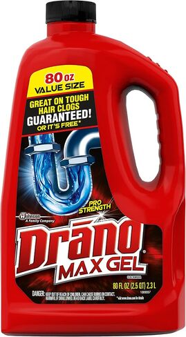 Drano Max Gel Drain Clog Remover and Cleaner for Shower or Sink Drains, Unclogs and Removes Hair, Soap Scum, Blockages, 80 oz in Saudi Arabia