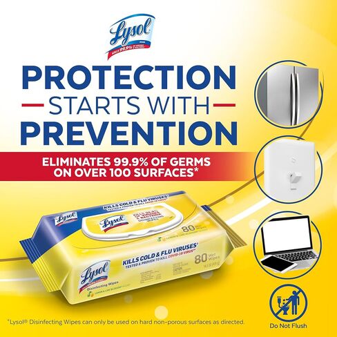 Lysol Disinfectant Handi-Pack Wipes, Multi-Surface Antibacterial Cleaning Wipes, for Disinfecting and Cleaning, Lemon and Lime Blossom, 480 Count (Pack of 6) in Saudi Arabia