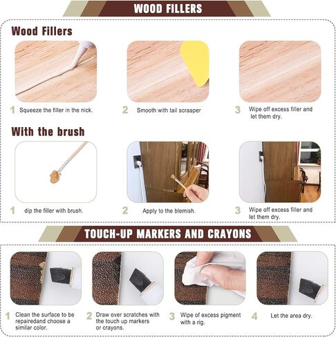 CHUKCHI Wood Furniture Repair Kit, 28 Piece Set Wood Filler Repair Kit Furniture Scratch Hole Restorer with Scraper, Brushes, Palette for Repairing Floors, Desks, Cabinets Covering Stains in Saudi Arabia