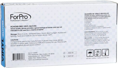 قفازات فينيل للاستعمال مرة واحدة من فوربرو، شفافة، من الدرجة الصناعية، خالية من البودرة، خالية من اللاتكس، غير معقمة، آمنة للطعام، 2.75 مل. النخيل، 3.9 مل. أصابع، متوسطة، 100 قطعة in Kuwait