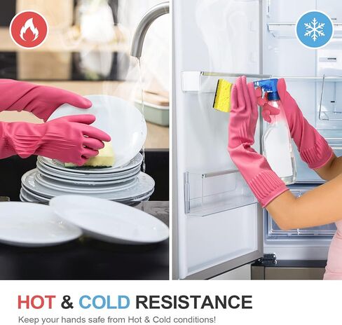 دابوجوسا زوجان من قفازات مطاطية قابلة لاعادة الاستخدام ومقاومة للماء لتنظيف غسالة الصحون من ماميسون، قفازات مطبخ غير قابلة للانزلاق (مقاس M) in Kuwait