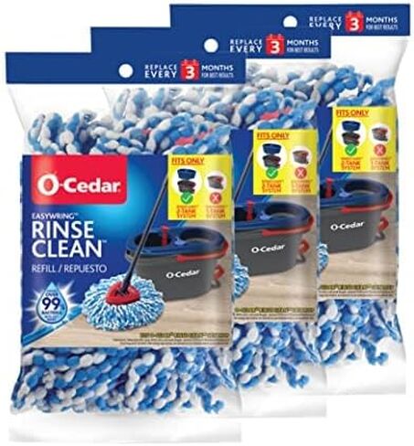 O-Cedar EasyWring RinseClean ممسحة دوارة قابلة لإعادة التعبئة من الألياف الدقيقة، عبوة واحدة، أزرق in Kuwait