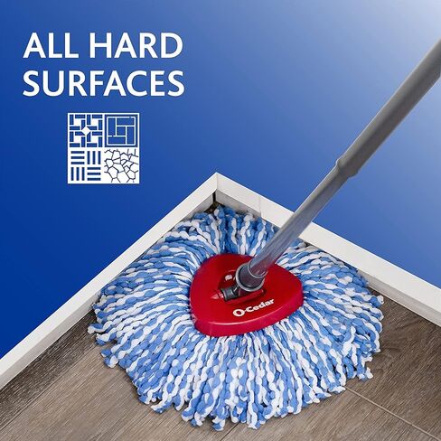 O-Cedar EasyWring RinseClean ممسحة دوارة قابلة لإعادة التعبئة من الألياف الدقيقة، عبوة واحدة، أزرق in Kuwait