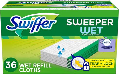 Swiffer Sweeper Wet Mopping Cloth Multi Surface Refills, Febreze Lavender Scent, 36 count (Pack of 2) in Kuwait