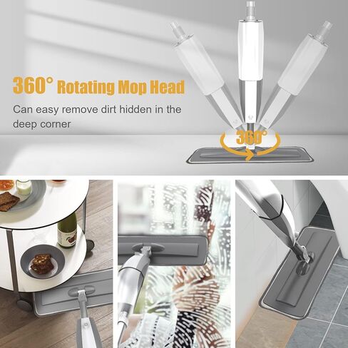 Beyoco Microfiber Spray Mops for Floor Cleaning with 3pcs Reusable Washable Pads - Flat Floor Mop with Refillable Bottle, Dry Wet Dust Mop with Sprayer for Hardwood Laminate Tile Wood Kitchen Floors in Kuwait