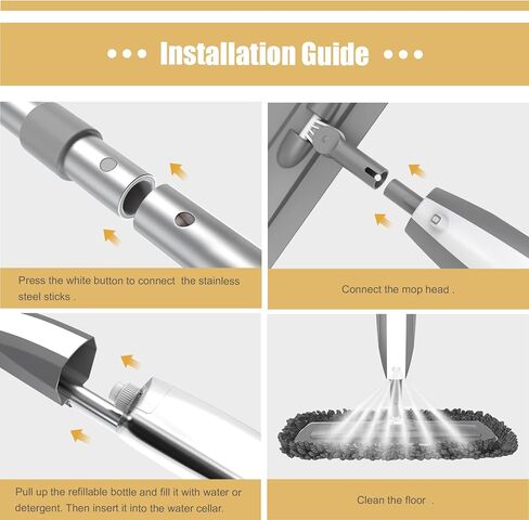 Beyoco Microfiber Spray Mops for Floor Cleaning with 3pcs Reusable Washable Pads - Flat Floor Mop with Refillable Bottle, Dry Wet Dust Mop with Sprayer for Hardwood Laminate Tile Wood Kitchen Floors in Kuwait