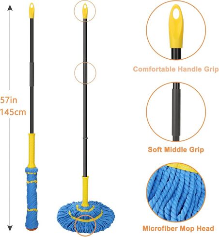 Self-Wringing Twist Mops for Floor Cleaning, Microfiber Floor mop with 57 " Long Handle, Easy Wringing Mop for Hardwood Commercial Household Clean in Saudi Arabia