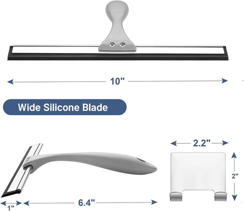 AmazerBath Squeegee for Shower Glass Door, Shower Squeegee for Glass Doors - All-Purpose Squeegee with Hook for Shower Doors, Windows, Mirrors, Tiles and Car Glass, 10 Inches in Kuwait