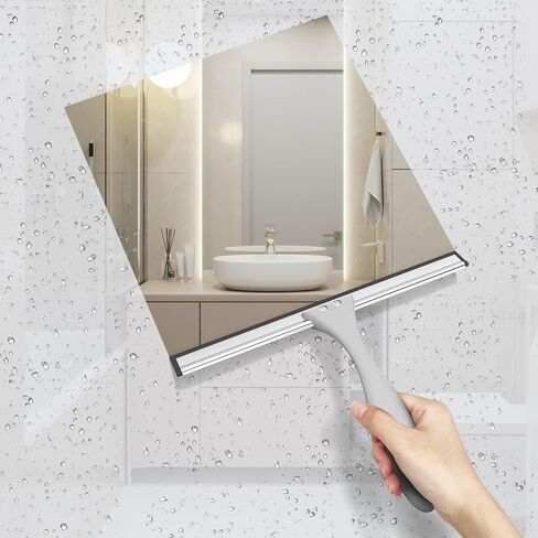 AmazerBath Squeegee for Shower Glass Door, Shower Squeegee for Glass Doors - All-Purpose Squeegee with Hook for Shower Doors, Windows, Mirrors, Tiles and Car Glass, 10 Inches in Kuwait