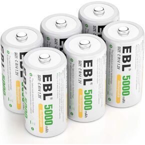 EBL Rechargeable C Batteries 5000mAh Ni-MH C Size Battery, Pack of 8 in Saudi Arabia
