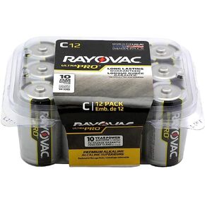 بطاريات Rayovac ALC-12PPJ UltraPro بطارية قلوية صناعية، مقاس C، قياسية، أسود (عبوة من 12 قطعة) in Kuwait