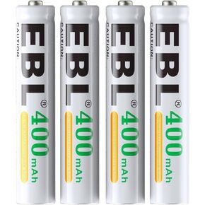 EBL Rechargeable AAAA Batteries 2 Counts 400mAh with Smart AAAA Battery Charger - High Capacity Ni-MH 1.2V 1200 Cycles for Surface Stylus Pen