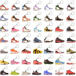 Lyenwhay 50 PCS Sneaker Key Chains Retro Shoe Key Chains Rubber Vintage Fun Gifts Party Favors Celebration Decoration in Saudi Arabia