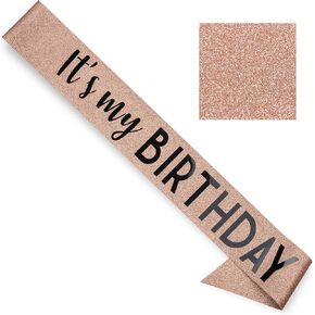 CORRURE 'It's My Birthday' PU Glitter Sash With Foil