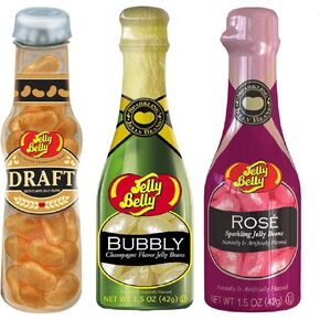 عبوة من 3 زجاجات صغيرة من جيلي بين تشيرز - البيرة والشامبيج ونبيذ الورد، 1.5 أونصة لكل منها (هدايا رائعة للحفلات أو هدايا الاستحمام) in Kuwait