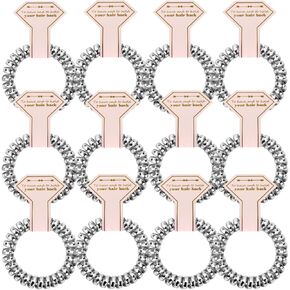 12pcs Bachelorette Party Hair Ties with Diamond Card,Spiral Cord Hair Coils Bachelorette Party Proposal Gifts Elastics Bridesmaid Gift for Bridal Wedding women Parties guests Decorations Favors gifts (Black)