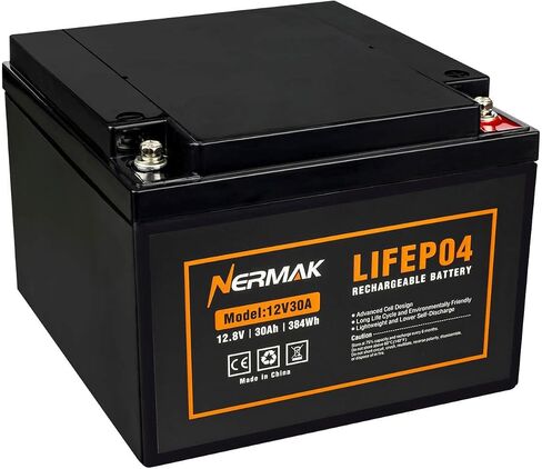 بطارية NERMAK 12V 10Ah Lithium LiFePO4 ذات الدورة العميقة، بطارية قابلة لإعادة الشحن لأكثر من 2000 دورة للطاقة الشمسية/طاقة الرياح، UPS صغير، إضاءة، سكوترات، عجلات كهربائية، مكتشف الأسماك والمزيد، مدمج 10A BMS in Saudi Arabia