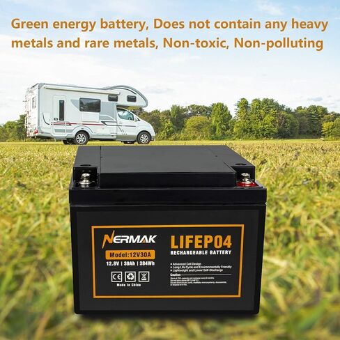 بطارية NERMAK 12V 10Ah Lithium LiFePO4 ذات الدورة العميقة، بطارية قابلة لإعادة الشحن لأكثر من 2000 دورة للطاقة الشمسية/طاقة الرياح، UPS صغير، إضاءة، سكوترات، عجلات كهربائية، مكتشف الأسماك والمزيد، مدمج 10A BMS in Saudi Arabia