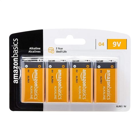 Amazon Basics 4-Pack 9 Volt Alkaline Everyday Batteries, 5-Year Shelf Life in Saudi Arabia
