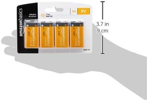 Amazon Basics 4-Pack 9 Volt Alkaline Everyday Batteries, 5-Year Shelf Life in Saudi Arabia