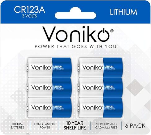 Voniko CR123A Lithium Batteries (2-Pack) – Photo Non-Rechargeable Lithium Battery –3 Volt 123 Battery Lithium 10 Years Shelf Life in Saudi Arabia