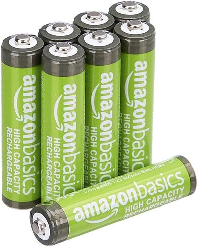 Amazon Basics 8 بطاريات AAA NiMH عالية السعة قابلة لإعادة الشحن، 850 مللي أمبير في الساعة، قابلة لإعادة الشحن حتى 500 مرة، مشحونة مسبقًا in Kuwait