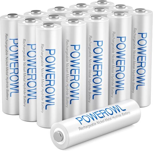 POWEROWL Goldtop Rechargeable AA Batteries PRO w/ 8 Bay Charger, High Capacity 2800mAh, Premium NiMH Double A Battery -8 Count in Saudi Arabia