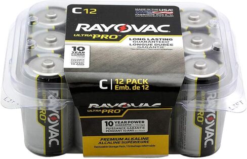 Rayovac Batteries ALC-12PPJ UltraPro Industrial Alkaline Battery, C Size, Standard, Black (Pack of 12) in Saudi Arabia