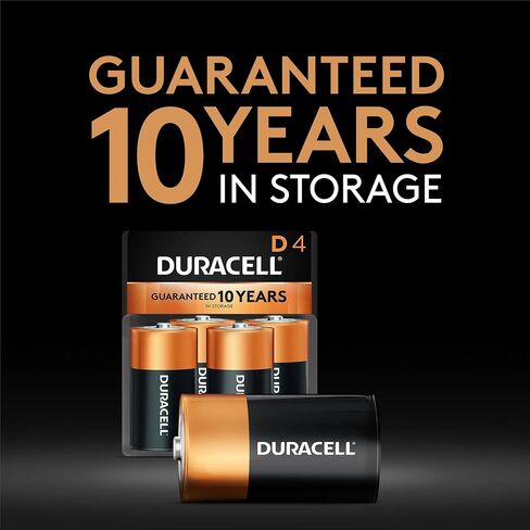 Duracell Coppertop D Batteries, 4 Count, 10-Year Shelf Life, Long-lasting in Kuwait
