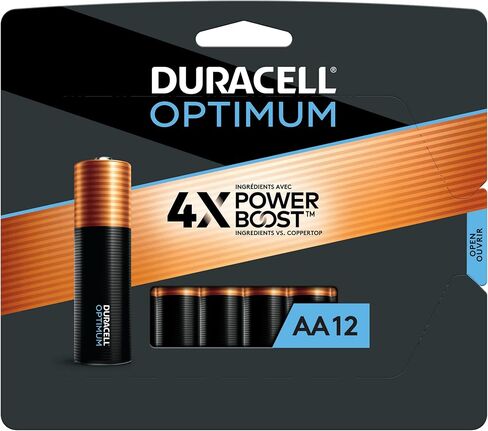 Duracell Optimum AA Batteries with Power Boost Ingredients, 12 Count Pack Double A Battery with Long-lasting Power, All-Purpose Alkaline AA Battery for Household and Office Devices in Saudi Arabia