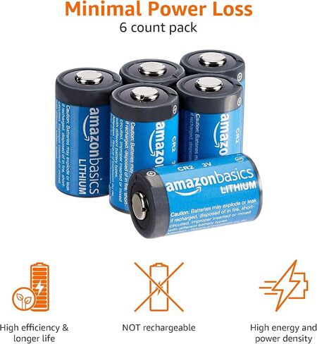 Amazon Basics 4 بطاريات ليثيوم CR2، 3 فولت، طاقة طويلة الأمد، معدل تفريغ ذاتي منخفض in Saudi Arabia